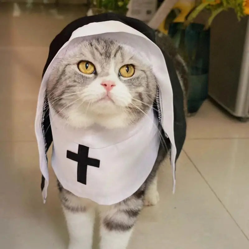 Nun Costume Sister Habit Pet Cloth Dress Up Pet Costume For Small Cats and Dogs