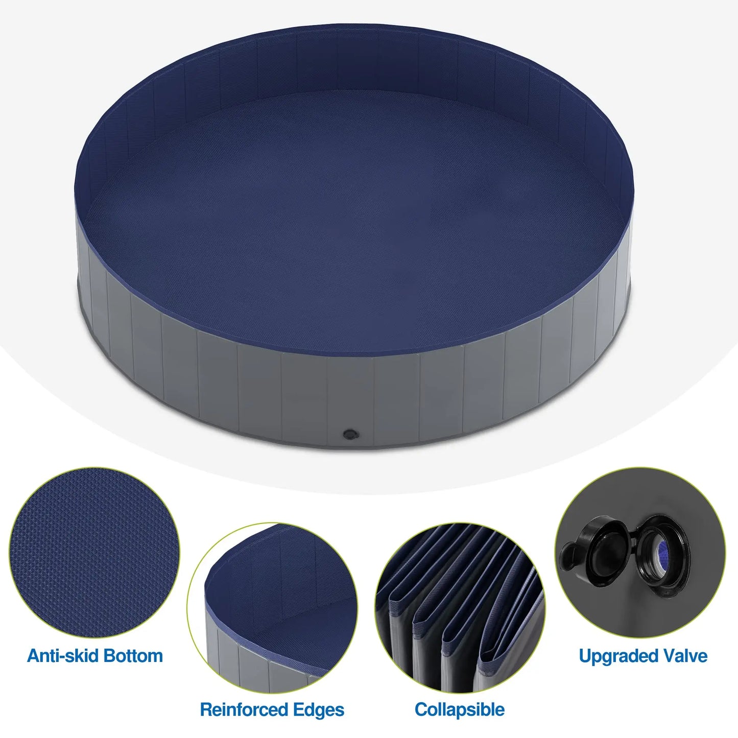 Portable Dog Pool, Foldable Pet Swimming Tub, Anti-Slip Collapsible Pet Bathtub, Hard Plastic Bath Pool for Pets