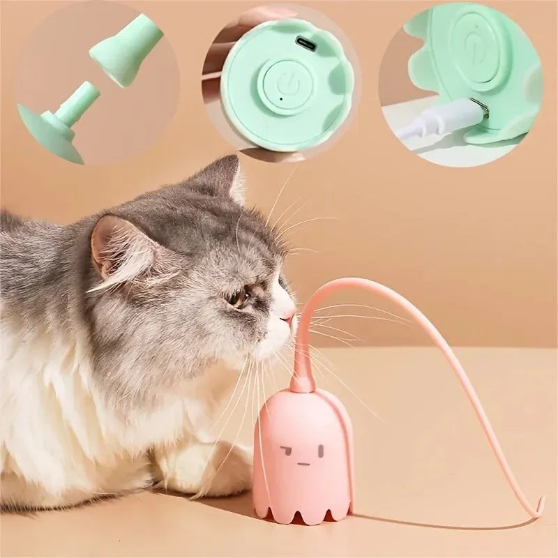 Silicone Tail Automatic Rotating Cat Toy
