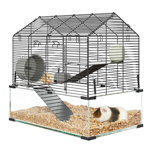 Transparent Small Animal Cage Habitats with Water Bottle