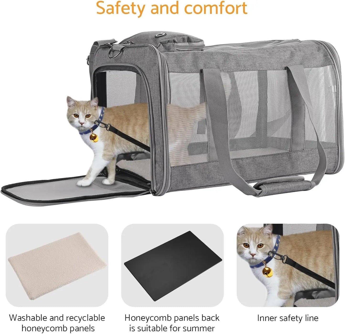 Airline Approved Pet Carrier for Cats Dogs Soft Travel Bag with Breathable Honeycomb