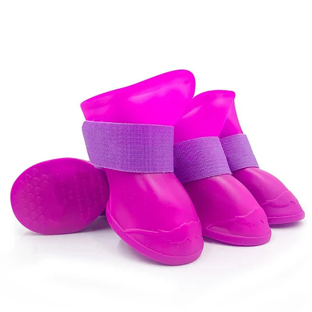 4Pcs Pet WaterProof Rainshoe Anti-slip Rubber Boot For Small Medium Large Dogs Cats Outdoor Shoe Dog