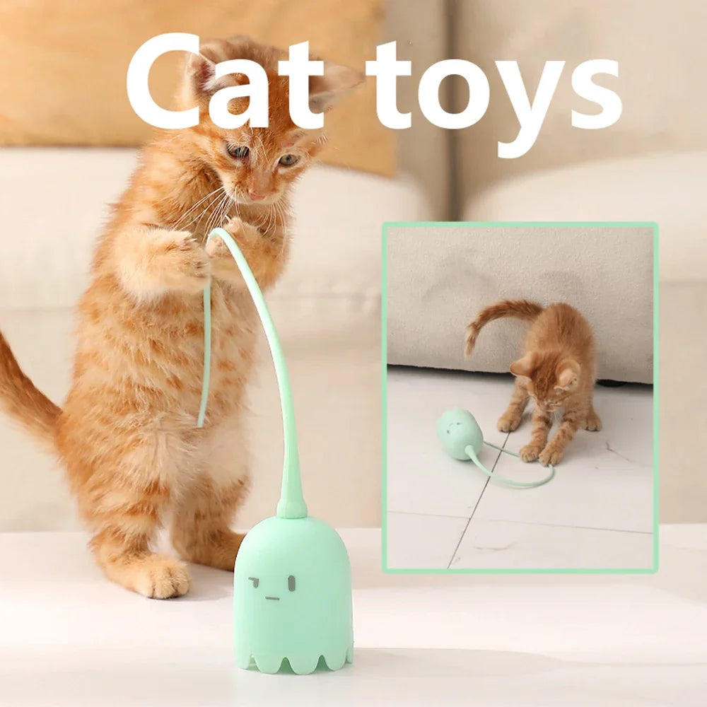 Silicone Tail Automatic Rotating Cat Toy