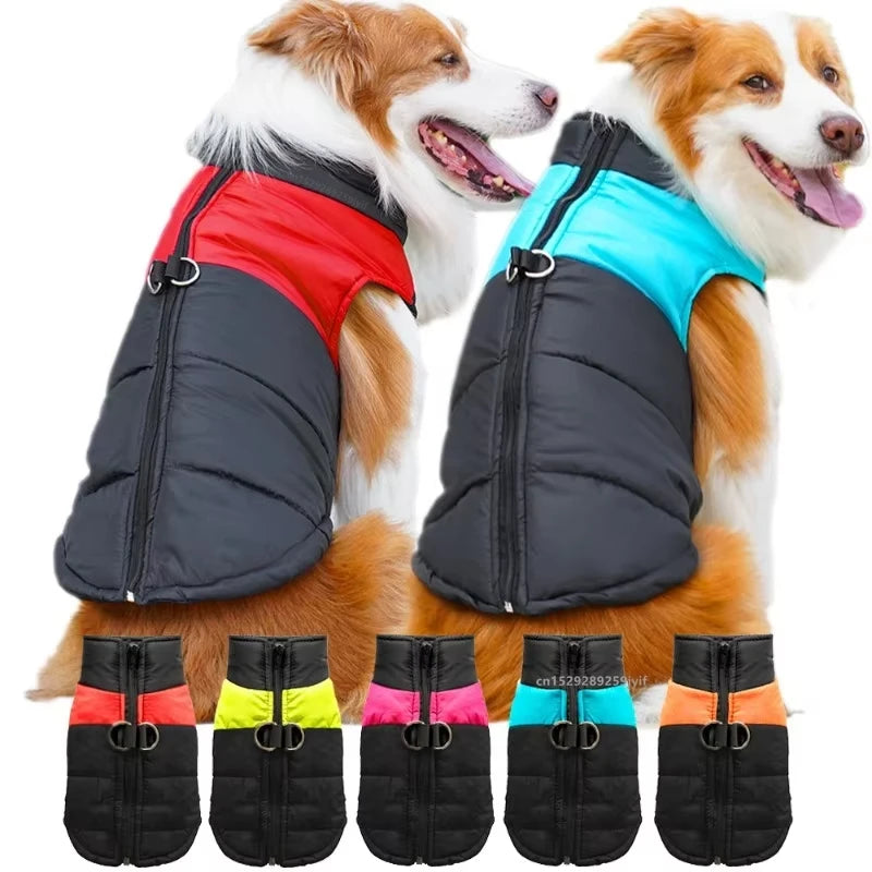 Waterproof Warm Dog Clothes Pet Coat Winter Vest Padded Zipper Jacket