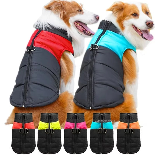 Waterproof Warm Dog Clothes Pet Coat Winter Vest Padded Zipper Jacket