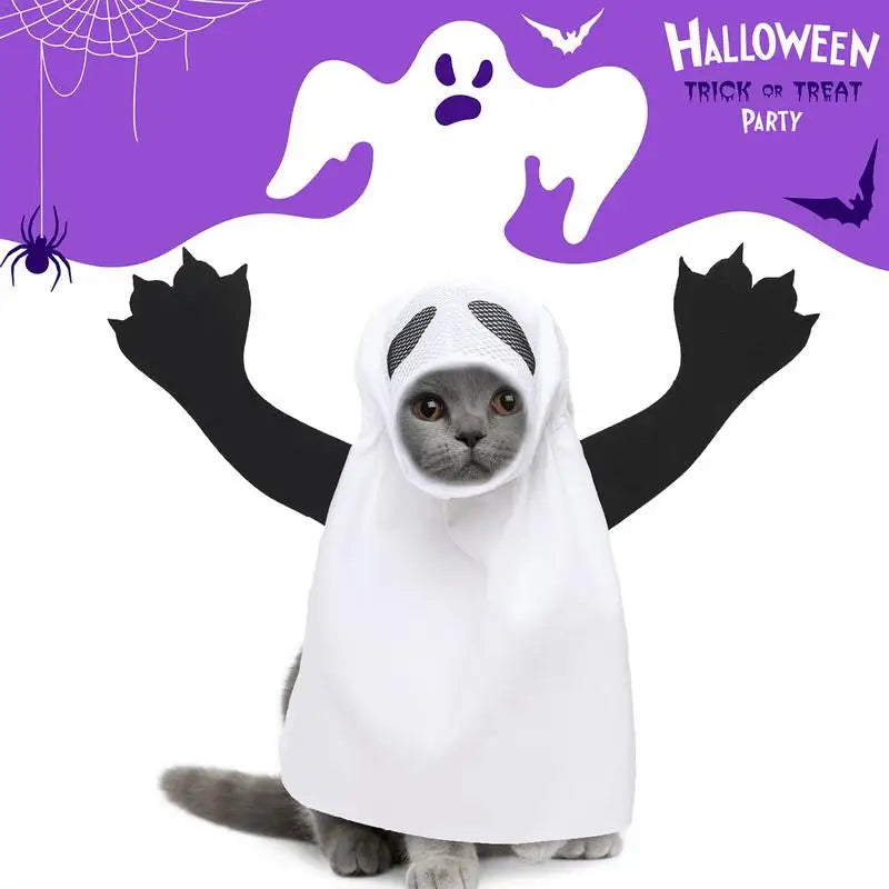 Ghost Dog Halloween Costume Creative White Ghost Costume Fancy Dress For Dogs Cats