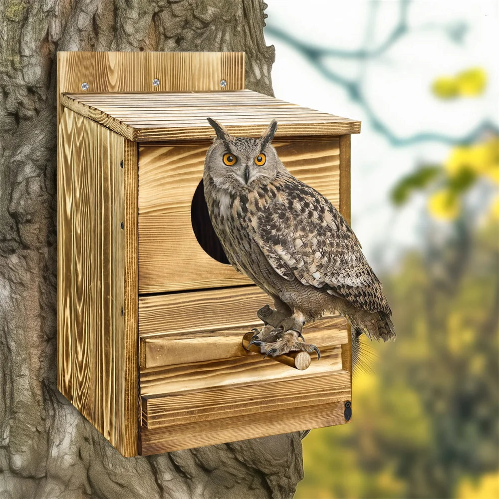 Large Handmade Wooden Round Opening Screech Box for Outside with Mounting Screws
