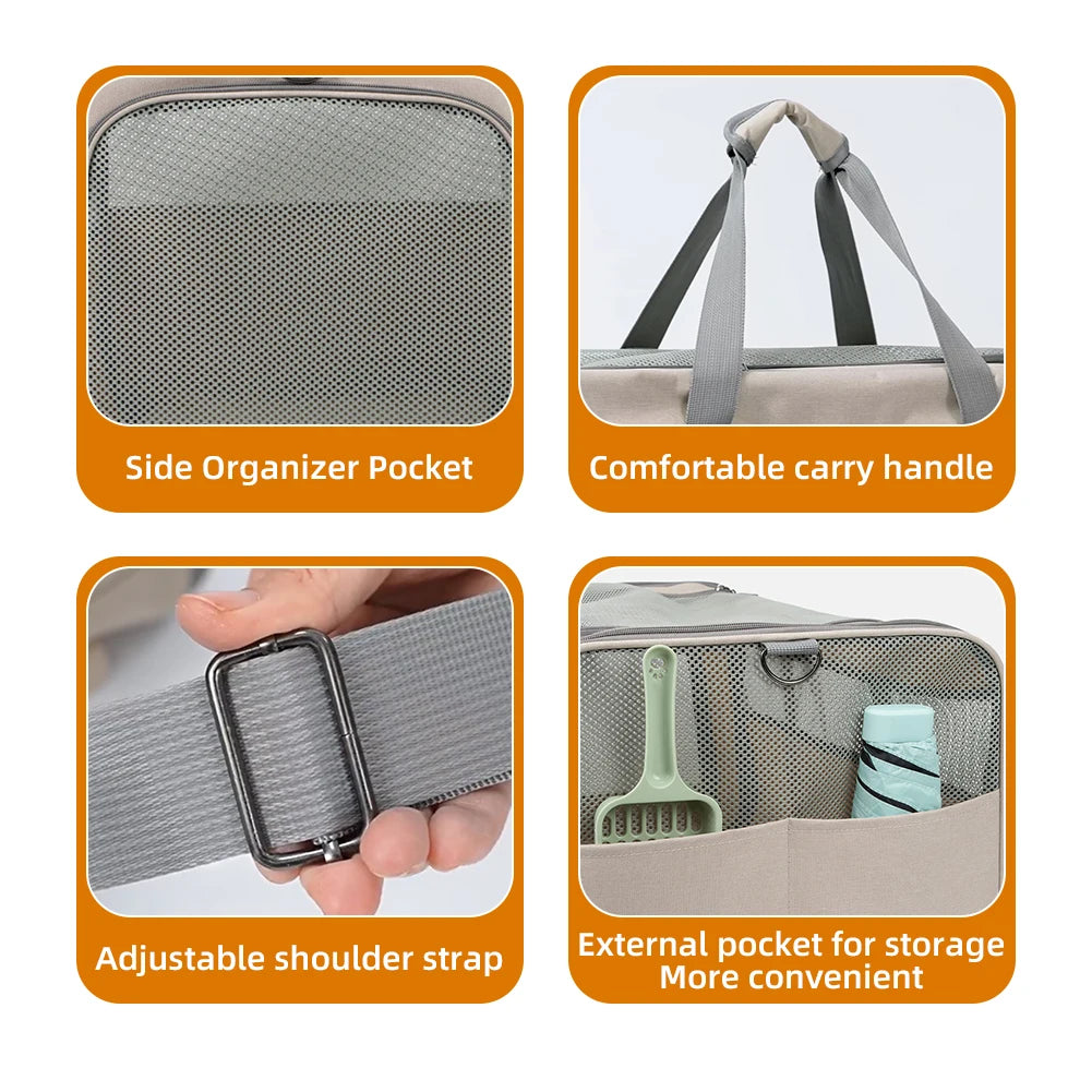 Cat trolley for 2 cats –  Transport bag with wheels & safety belts for travel