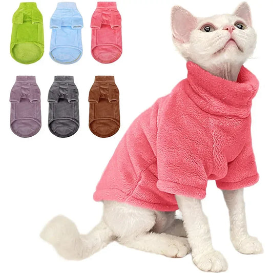 Cat Sweater Coat Turtleneck Winter Warm Cat Clothes  Puppy Jacket Chihuahua Clothing