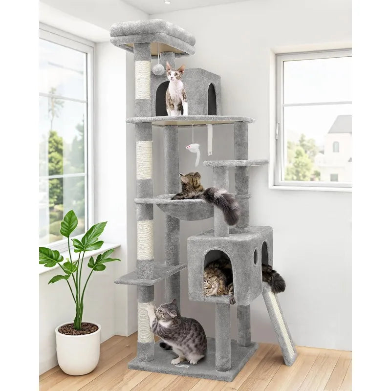 Sturdy Cat Furniture with Sisal Scratching Posts & Condo, for Big Adult Cats