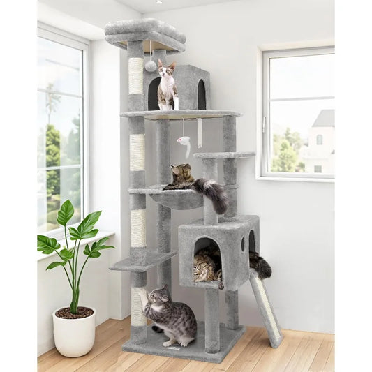 Sturdy Cat Furniture with Sisal Scratching Posts & Condo, for Big Adult Cats