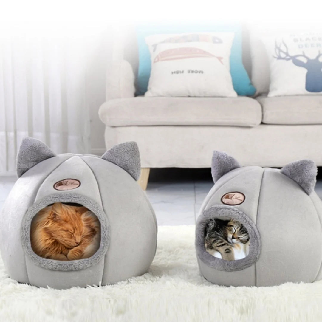 Pet bed with cat ears cat bed for small medium large cats Keep warm in winter  Machine washable