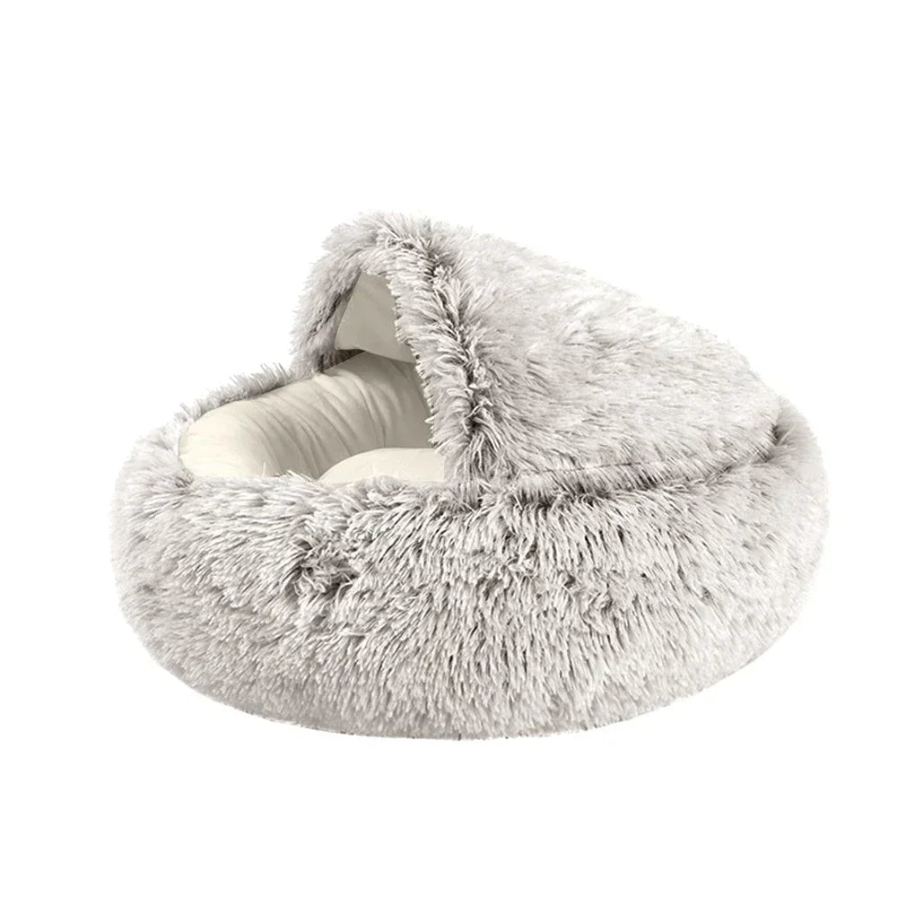 Round Bed Pet Mattress Warm Comfortable Basket Cat Dog 2 In 1