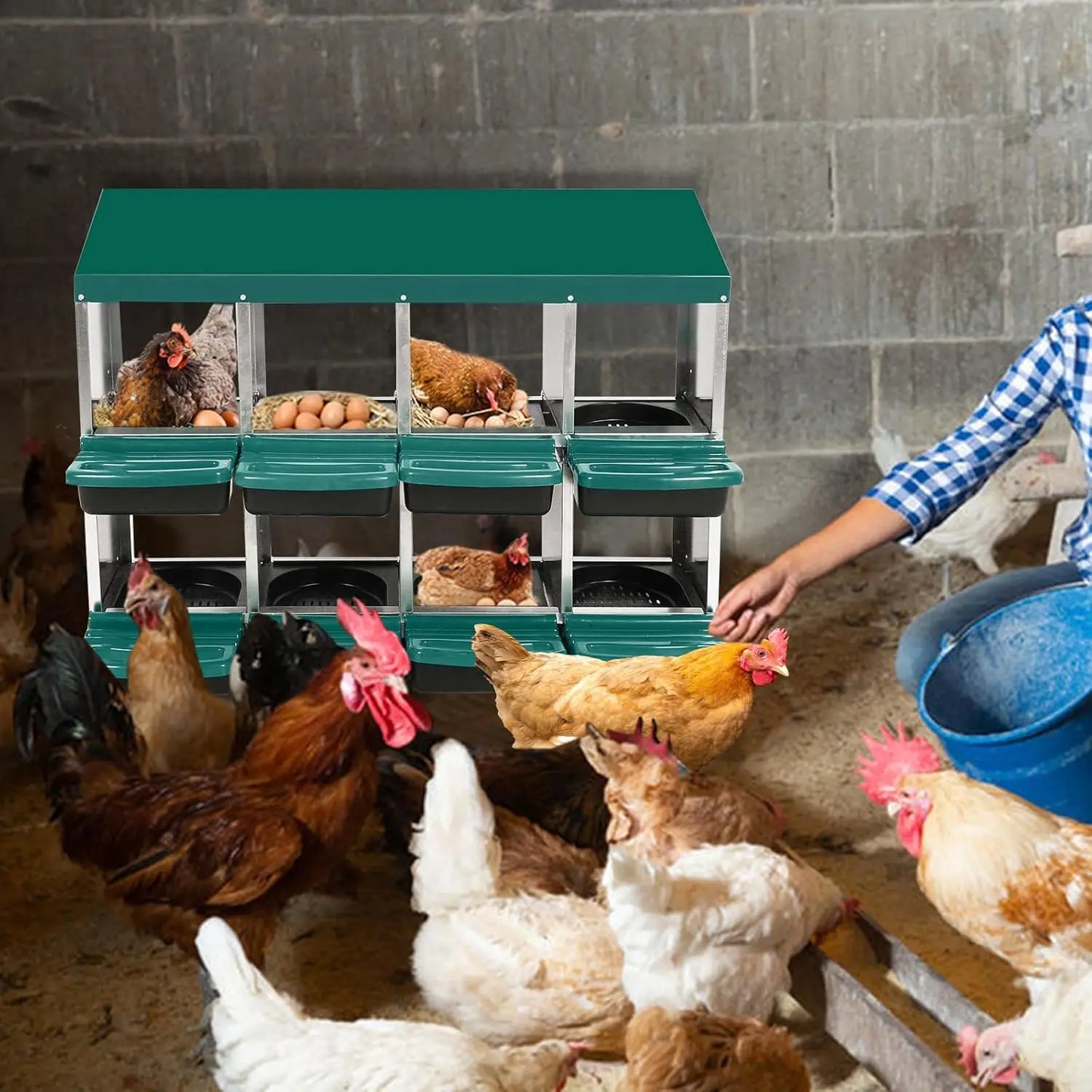 Roll-Away Egg Collection System with Ventilation Holes, Chicken Laying Box for Hen & Duck