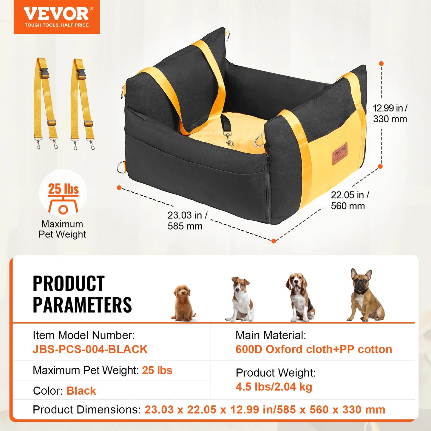 Waterproof Dog Booster Seat Pet Car Seat with Clip-On Safety Leash