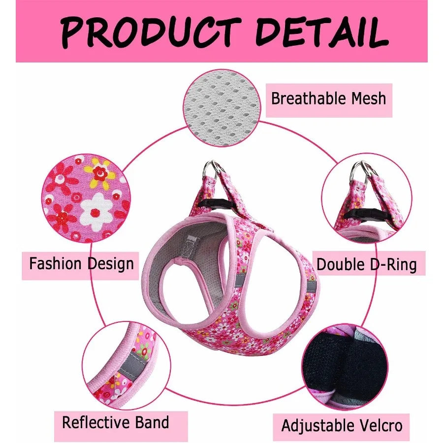 Step in Dog Harness Leash Set for All Weather Use with Reflective Details NoPull Design