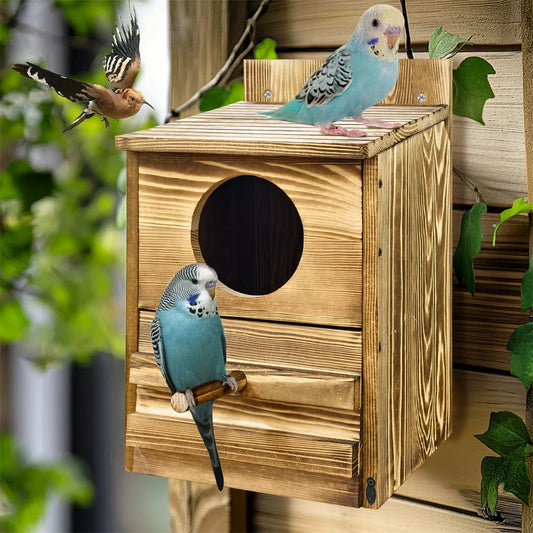 Large Handmade Wooden Round Opening Screech Box for Outside with Mounting Screws