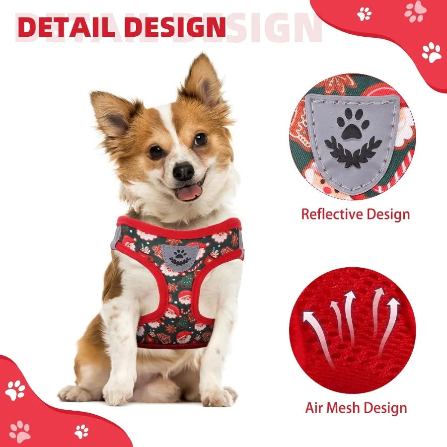 Christmas Dog Harness for Small Medium Dogs