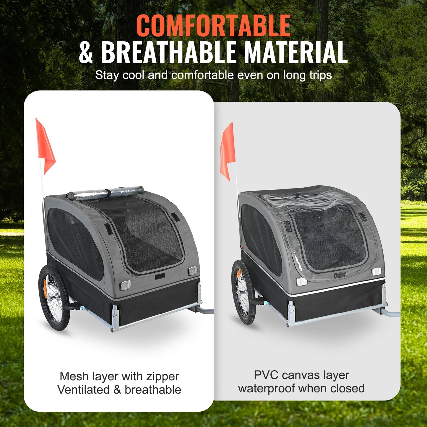 SucceBuy 88 lbs Dog Bike Trailer Pet Cart Bicycle Carrier with Wheels Coupler Reflectors Flag Collapsible