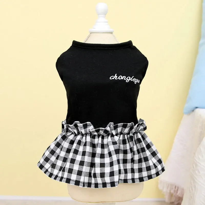 Summer Pet Dress Simple Plaid Luxury Skirts Chihuahua Yorkies Thin Breathable Dresses Cat Soft Skirt Puppy Clothes Dog Supplies