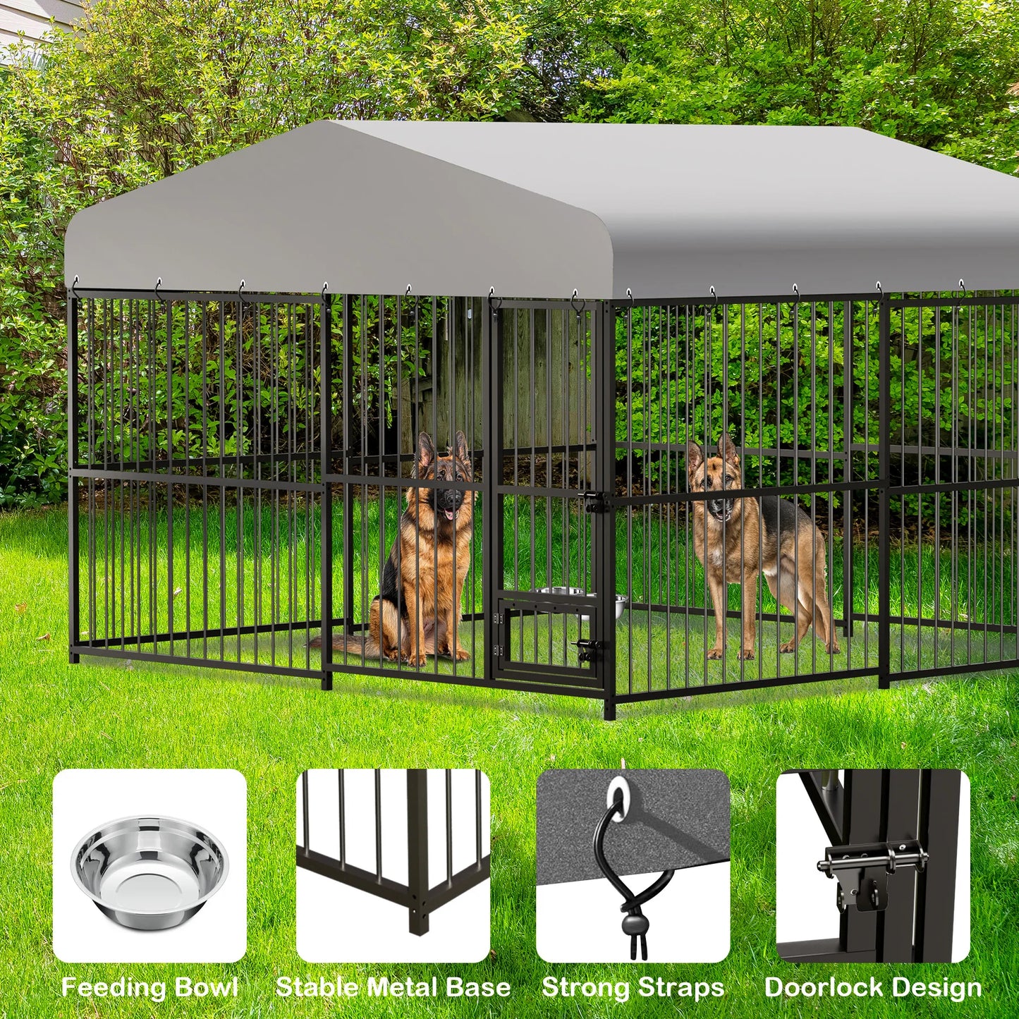 Large Outdoor Dog Kennel with Roof,