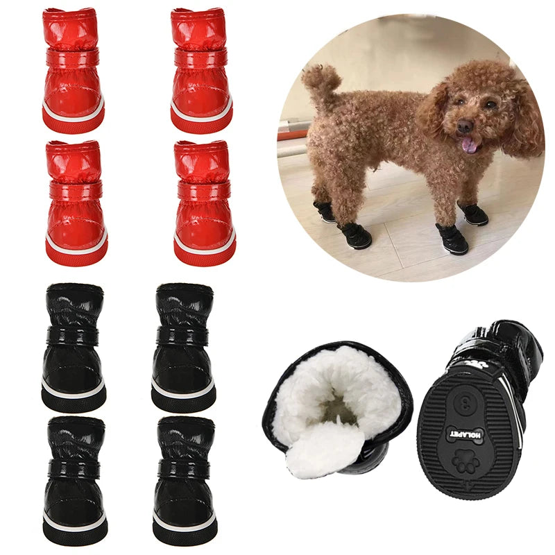 Pet Shoes Winter Warm Waterproof Slip Fleece Dog Snow Boots