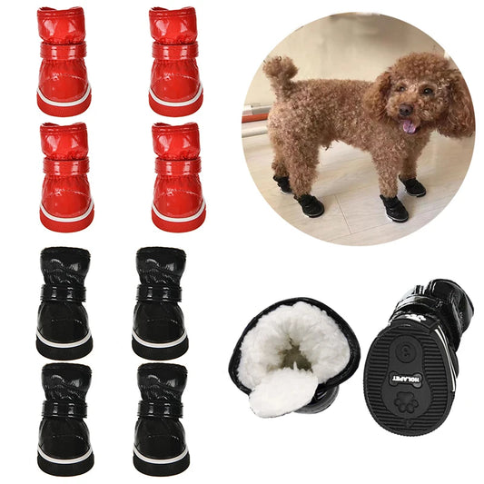 Pet Shoes Winter Warm Waterproof Slip Fleece Dog Snow Boots