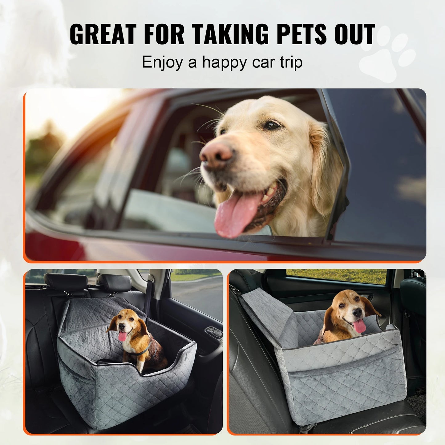 SucceBuy Dog Car Seat Dog Booster Seat for Car with A Storage Pocket