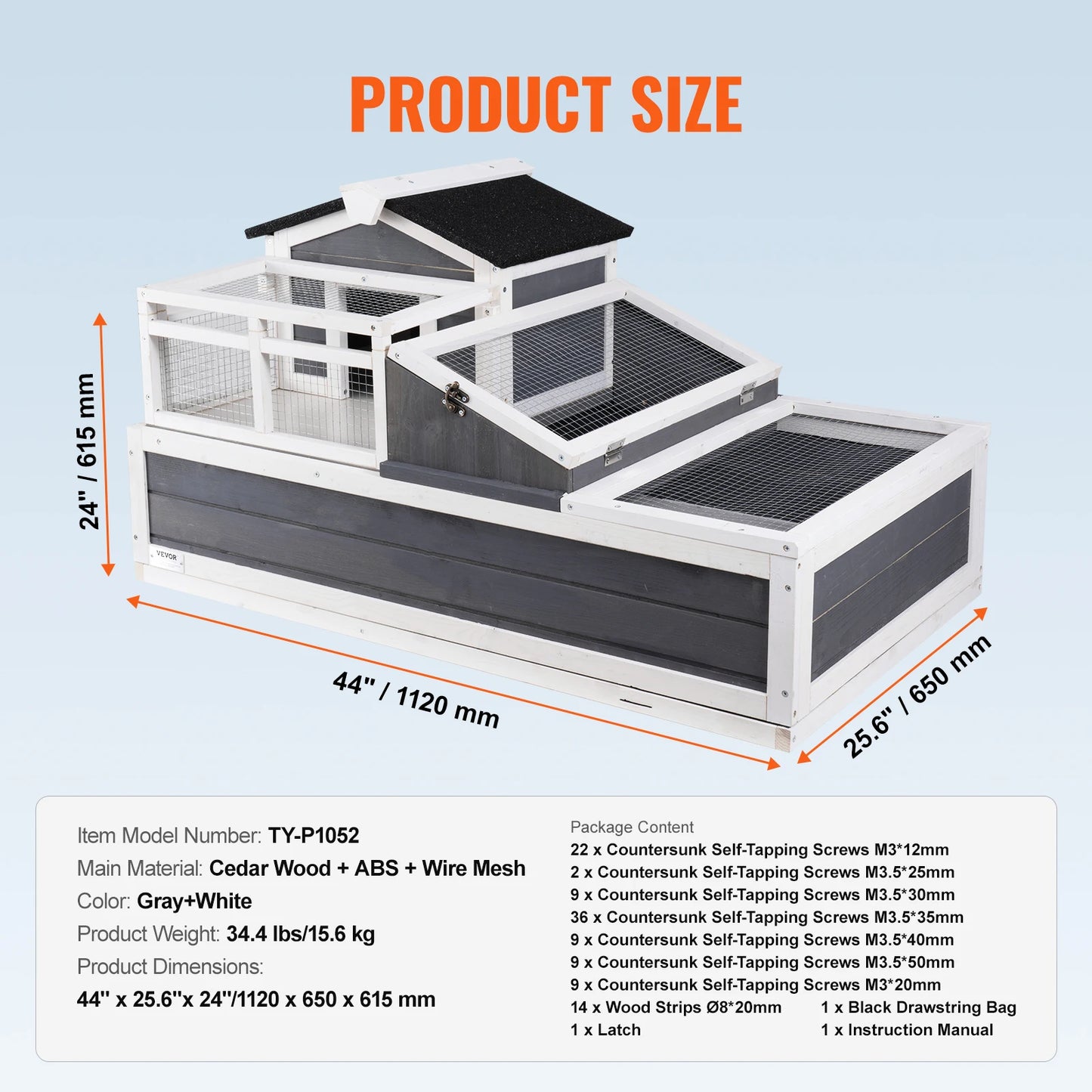 Wooden Tortoise House with Adjustable Lamp Holder Reptile Enclosure
