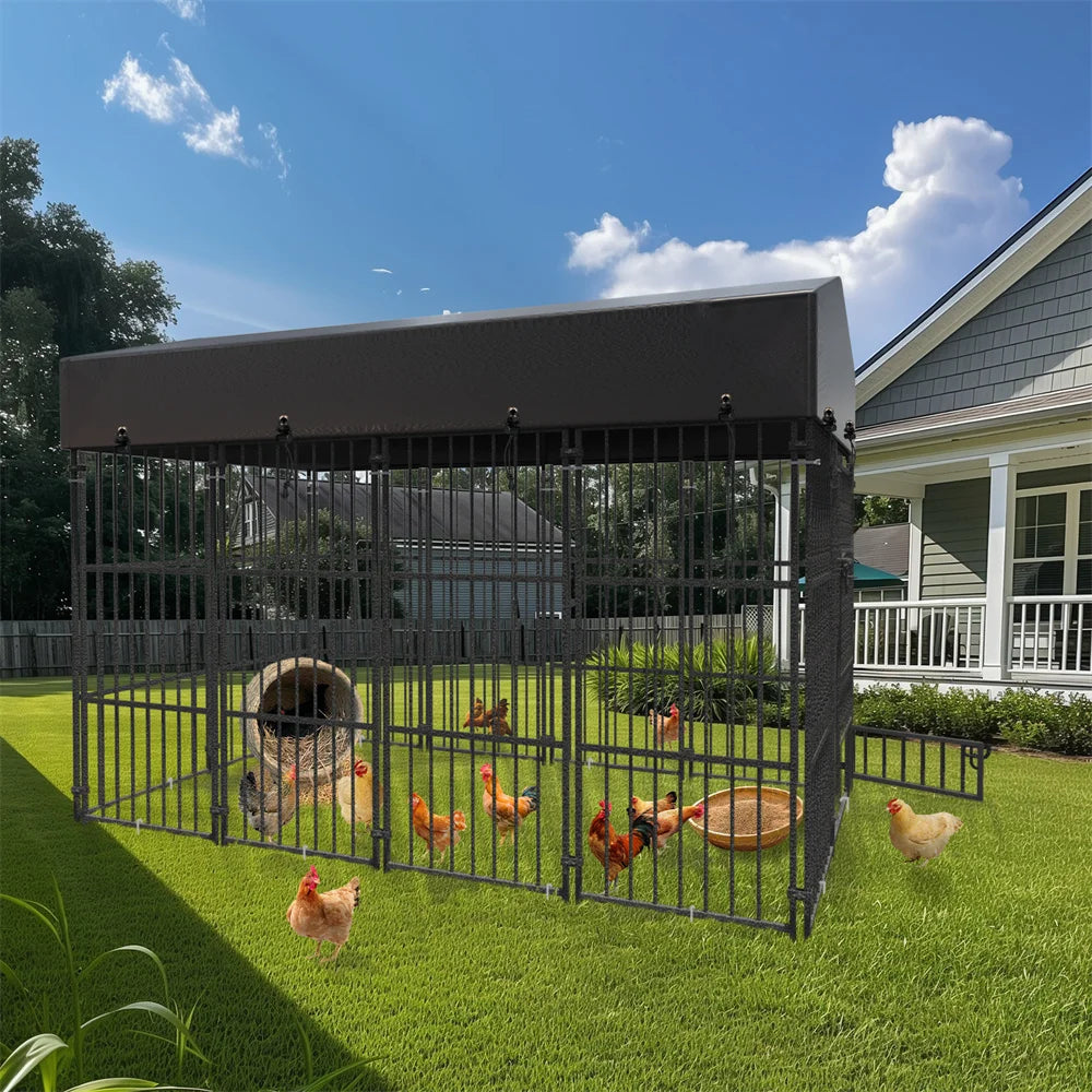 Heavy Duty Large Dog Kennel Pet Welded Metal Playpen Animal Cage with Roof Cover
