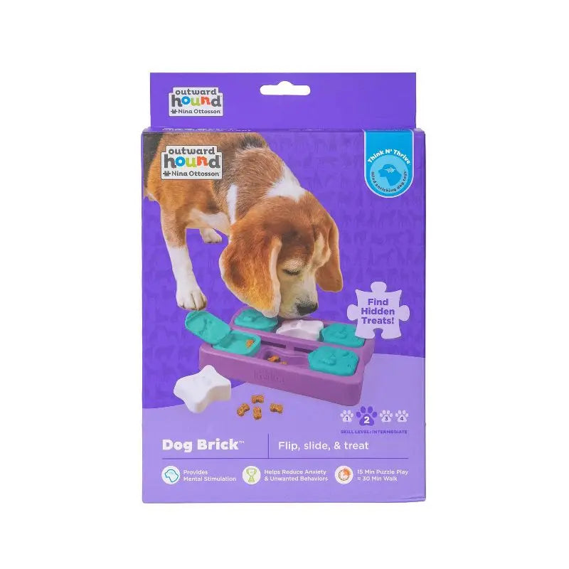 Interactive Dog Puzzle Toy with 10 Hidden Treat Compartments Flip Slide Lids