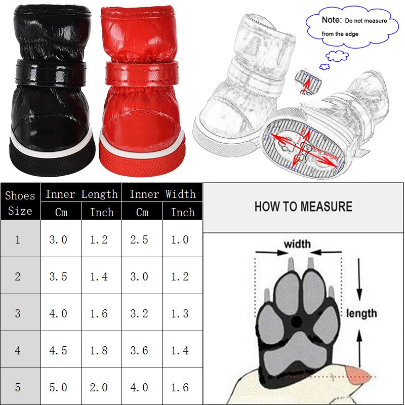 4Pcs/Set Pet Dog Shoes Winter Dog Snow Boots Warm Fleece Cat Waterproof Rain Shoes
