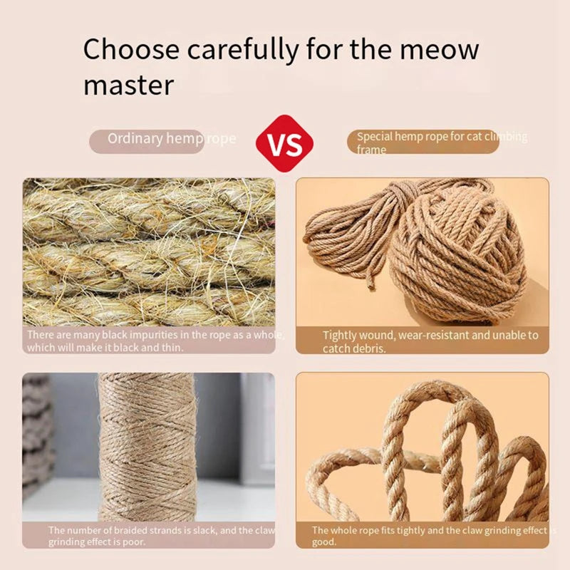 2/5M Durable Natural Hemp Rope Natural Sisal Cat Claw Pole Replacement Rope