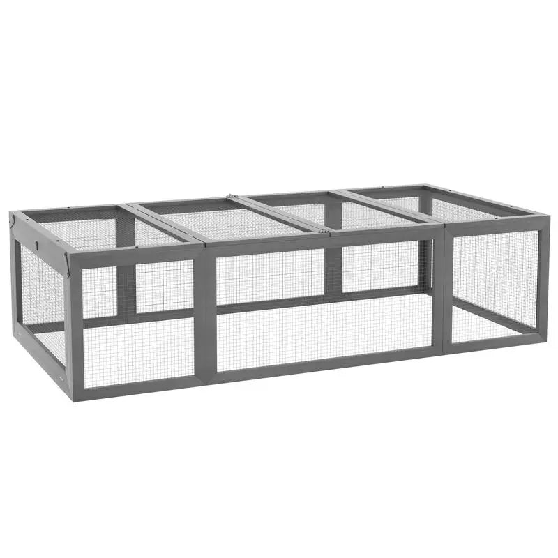 Large Wooden Rabbit Hutch Outdoor Run Lockable Doors Gray