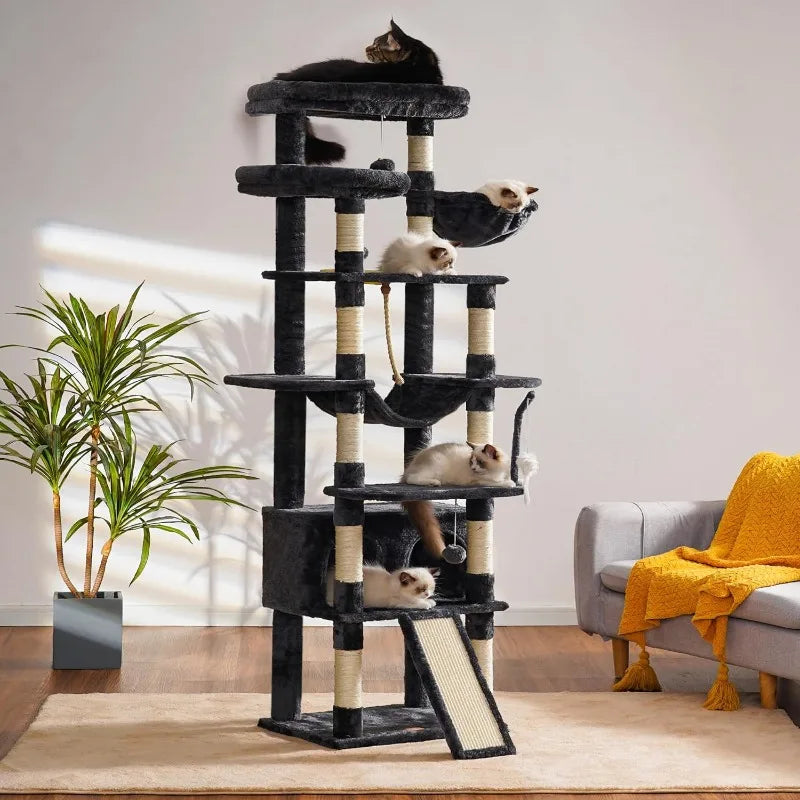 Modern Tall Cat Tree Smoky Gray