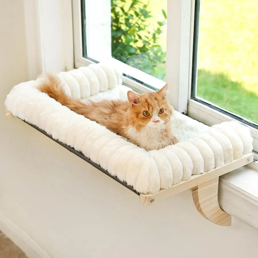 Cat Window Sill Perch with Zipper Designed Cushioned Bed,
