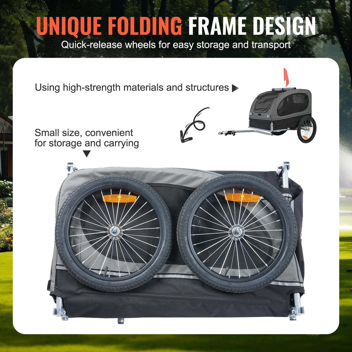 SucceBuy 88 lbs Dog Bike Trailer Pet Cart Bicycle Carrier with Wheels Coupler Reflectors Flag Collapsible