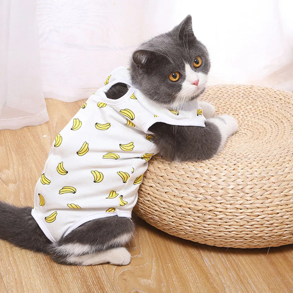 Recovery Suit E-Collar Alternative for Cats Dogs Puppy Abdominal Skin Anti Licking Pajamas