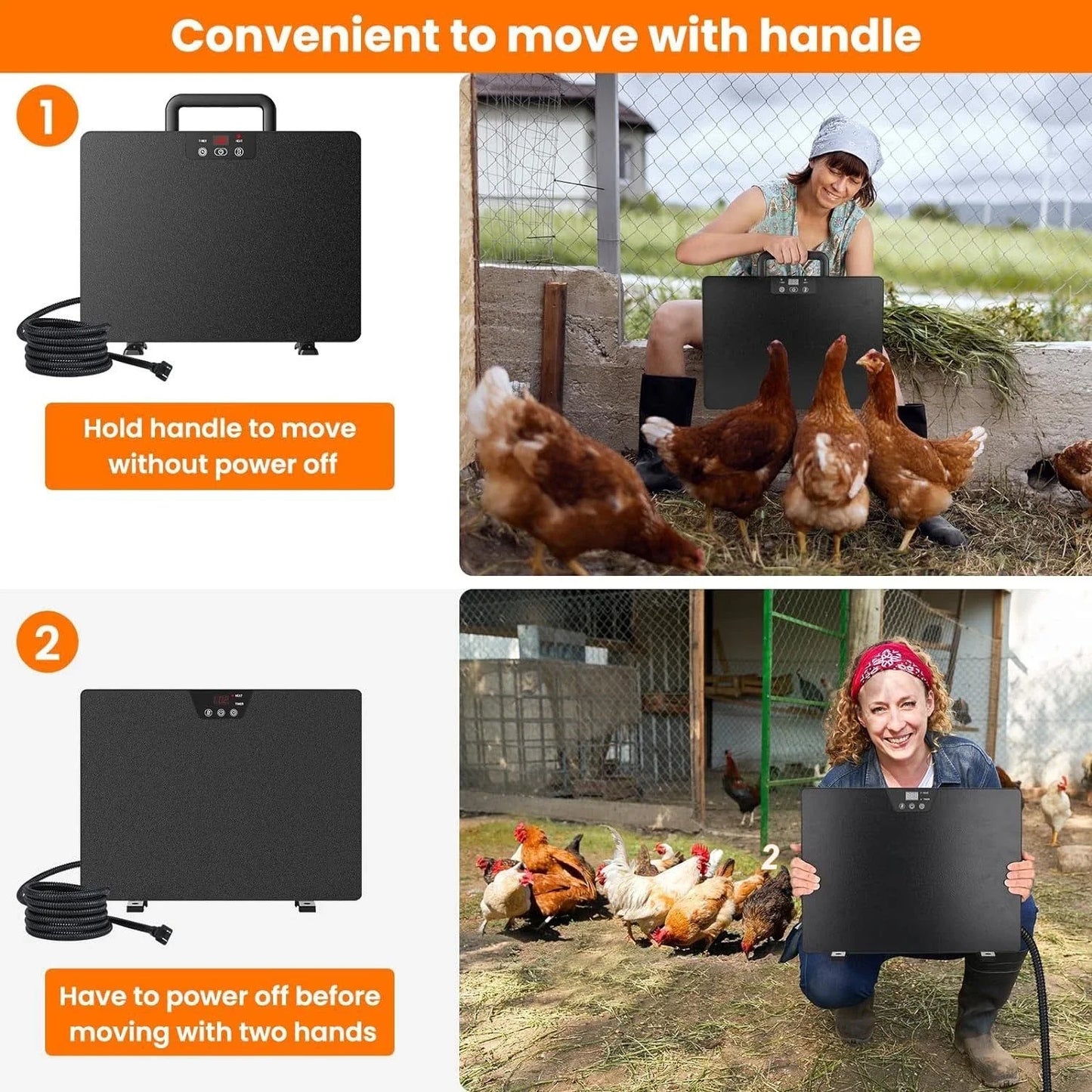 Chicken Coop Heater Thermostatic Poultry Heating Panel Adjustable Temperature Winter Farm Universal Heater For Many Animals