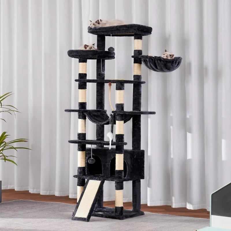 Modern Tall Cat Tree Smoky Gray