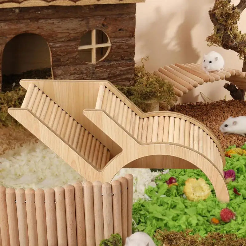 Hamster Climbing Ladder Toy Wooden Small Animals Playpen For Pets Gerbils And Hedgehogs