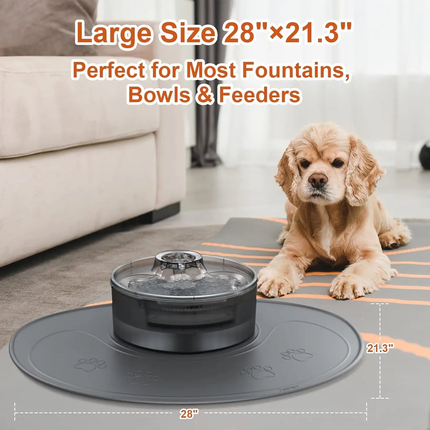 Waterproof Silicone Dog Food Mat Dishwasher Safe Pet Feeding Mat,(28" x 21.26")