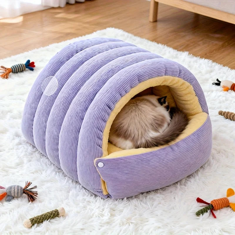 Winter Warm Cat Bed Warm Pet House Pet Sleeping Nest Thickening Warmth Soft Kittens Sleeping Bed Cat Cave