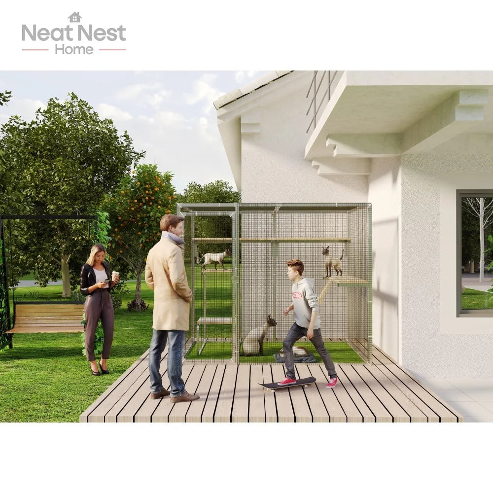 Cat cage shelter fence with Springboard,houses & habitats, garden, courtyard