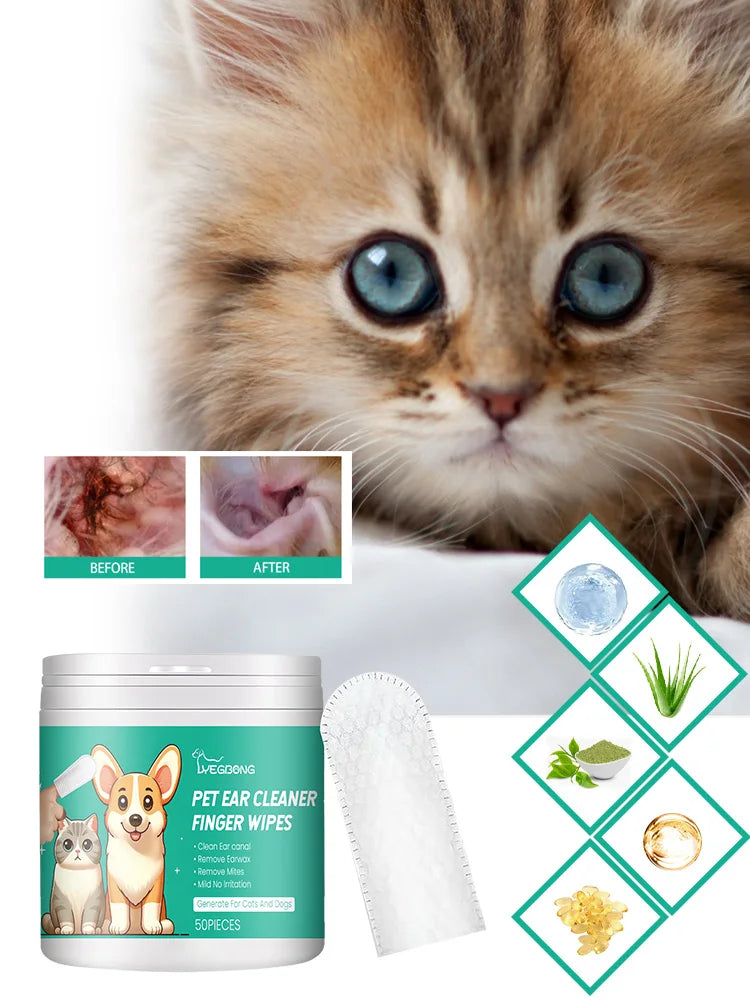 Pet Cleaning Wipes Gentle Cleaning Pet Ear Mites Ear Wax Eye Wax Paws Deodorizing & Deodorizing