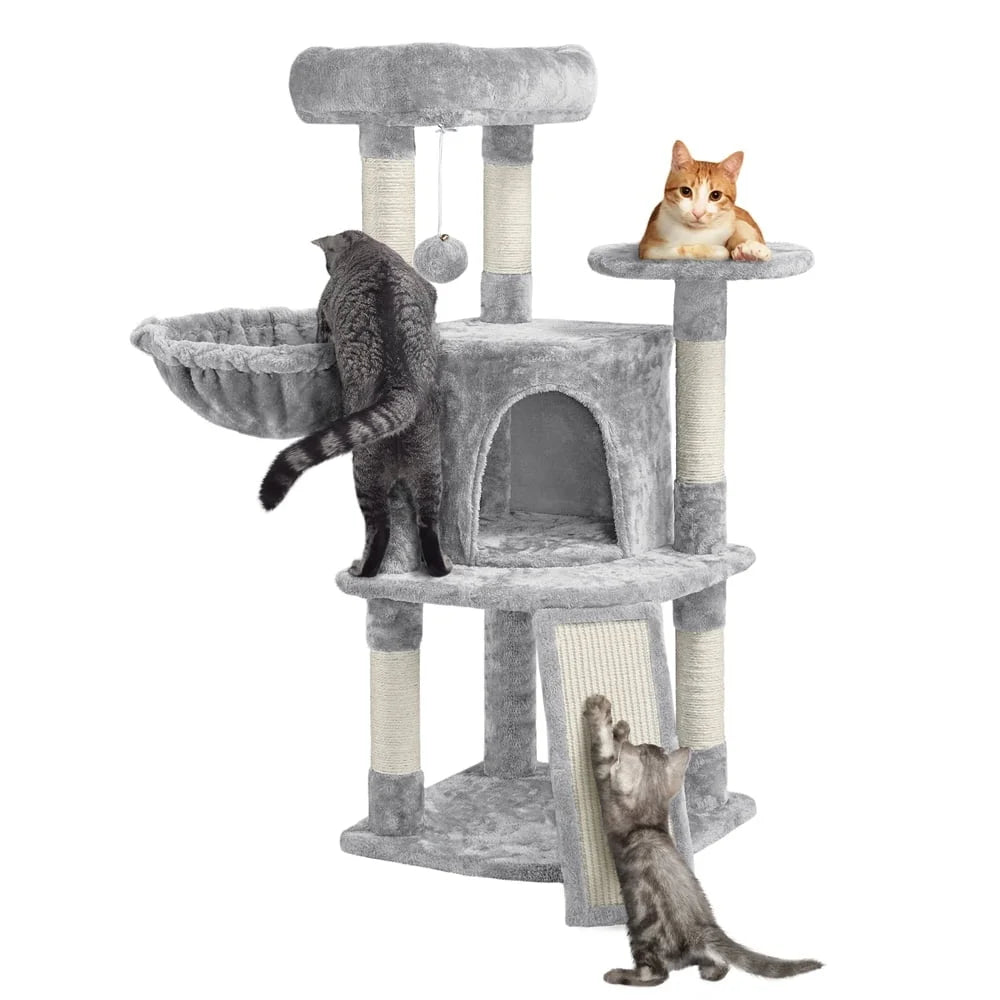 Multilevel Cat Tree Tower with Condo Perches Scratching Posts Plush Baskets