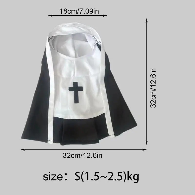 Nun Costume Sister Habit Pet Cloth Dress Up Pet Costume For Small Cats and Dogs
