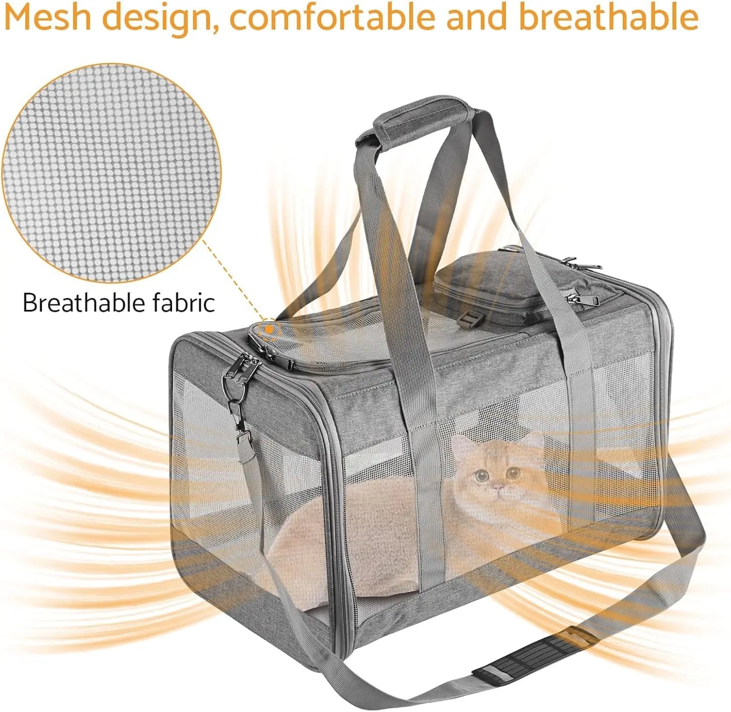 Airline Approved Pet Carrier for Cats Dogs Soft Travel Bag with Breathable Honeycomb