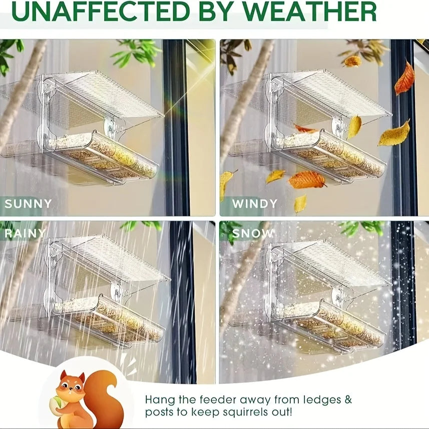 Large Window Bird Feeder with Removable Seed & Water Tray 4 Super Strong Adhesive Hooks