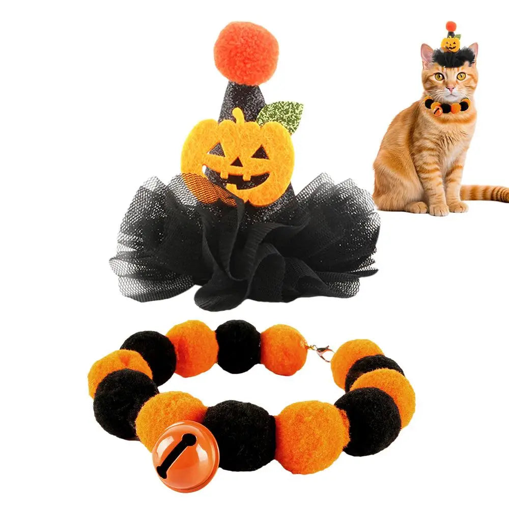 Cat Halloween Costumes Elastic Pet Mesh Hat Colorful Festive Costumes Funny Head Accessories